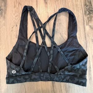 lululemon athletica Black Camo Strappy Sports Bra